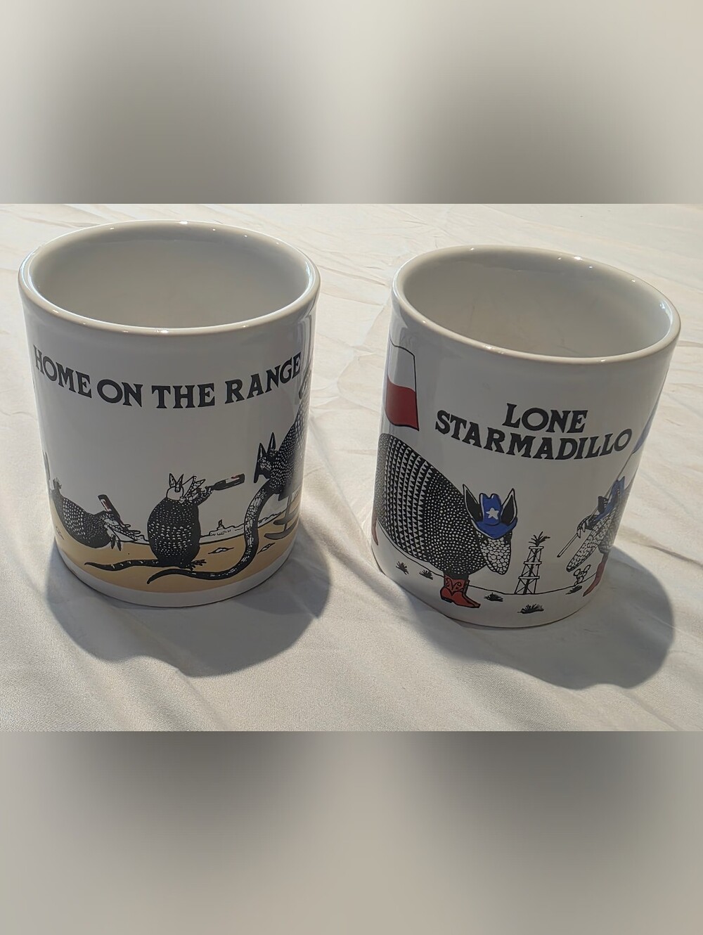 Armadillo Mug Set 2 Home On The Range Lone Starmadillo England Kiln Craft VTG